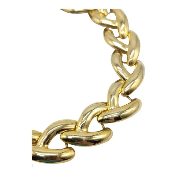 1980s Runway Couture Style Wide Chain Link Gold Tone Chunky Necklace 19.5" - Picture 5 of 8
